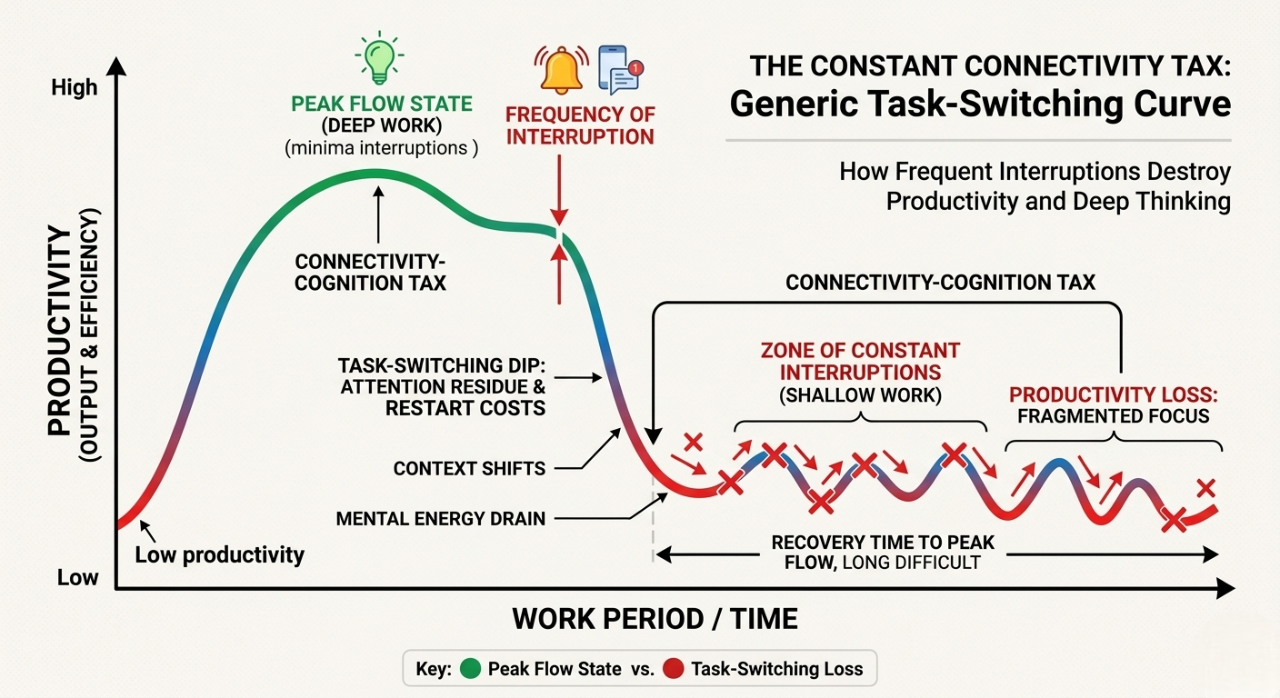 Connectivity-cognition tax